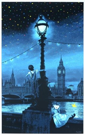 シルクスクリーン Roamcouch - When you wish upon a star - London (blue edition)