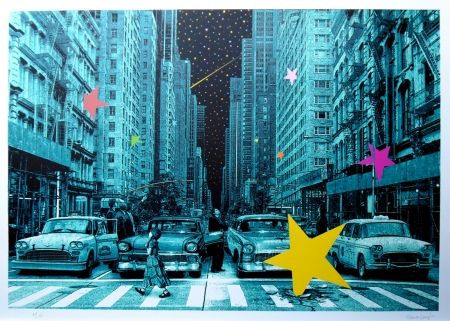 シルクスクリーン Roamcouch - When you wish upon a star NYC (green edition)