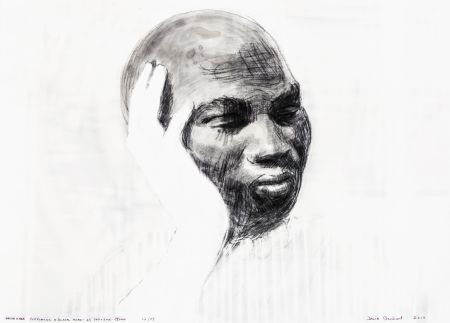 シルクスクリーン Claerbout - White Hand Supporting a Black Head
