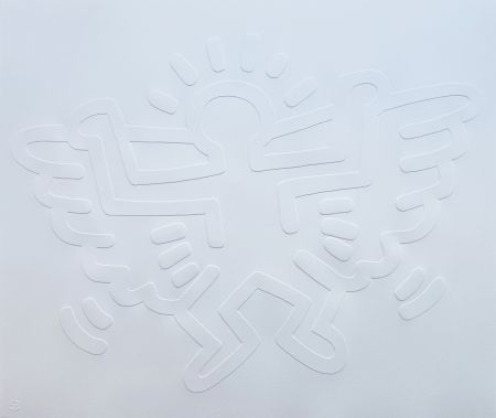 シルクスクリーン Haring - White Icons (C) - Winged Angel