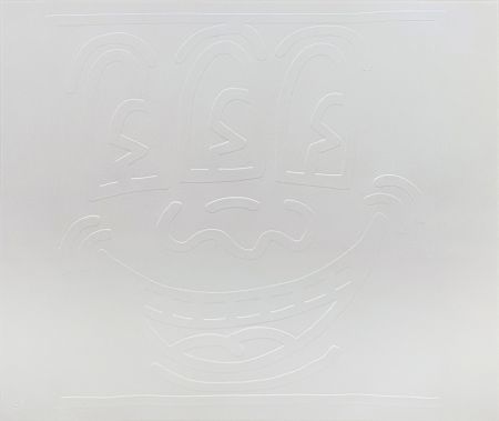 シルクスクリーン Haring - White Icons (E) - Three Eyed Man
