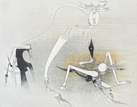 アクチアント Lam - Wifredo Lam (1902–1982) - Untitled from ''Visible Invisible'' folder - Aquatint etching on Goya paper - 1972