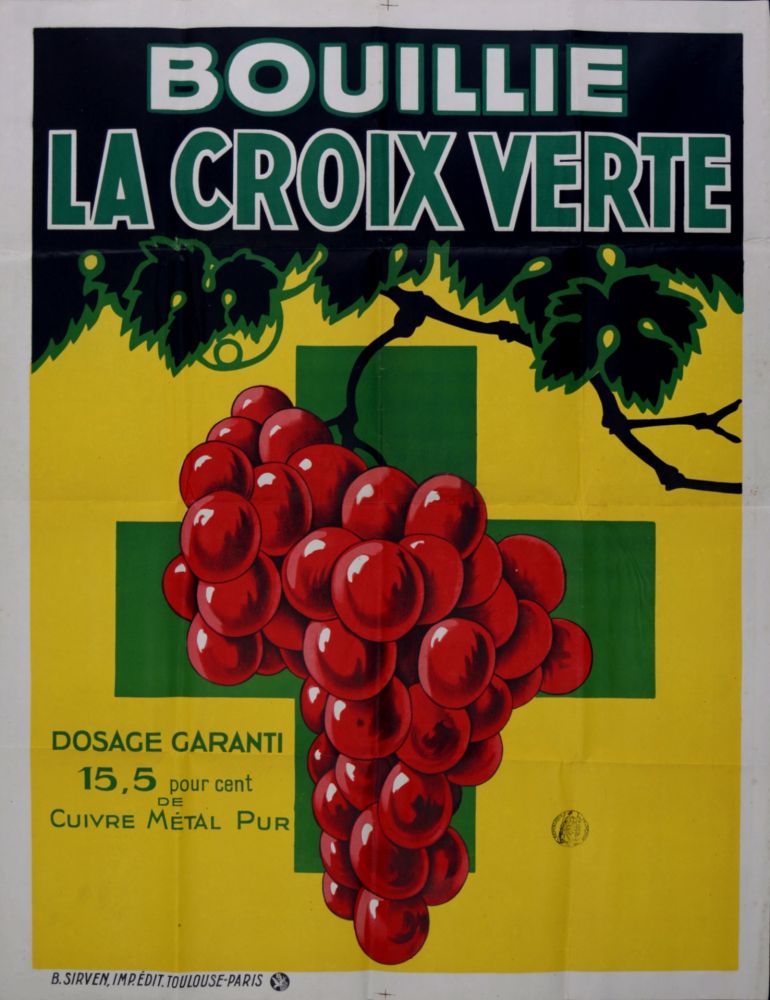 リトグラフ Anonyme - Wine poster Bouillie La Croix Verte, c. 1920 - Large lithograph poster
