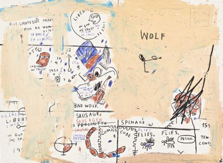 シルクスクリーン Basquiat - Wolf Sausage