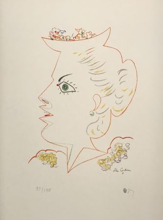 リトグラフ Cocteau - Woman in Profile