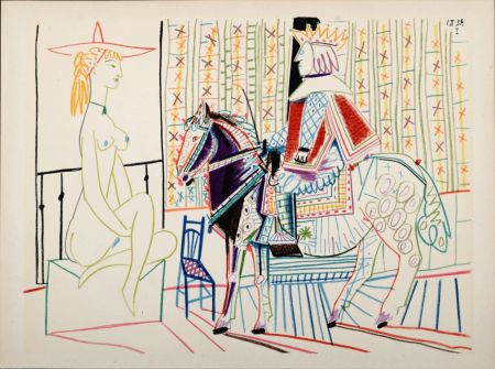 リトグラフ Picasso - Woman & King, 1954