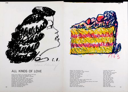 リトグラフ Oldenburg - Woman & Slice of Cake, 1964 - Hand-signed!