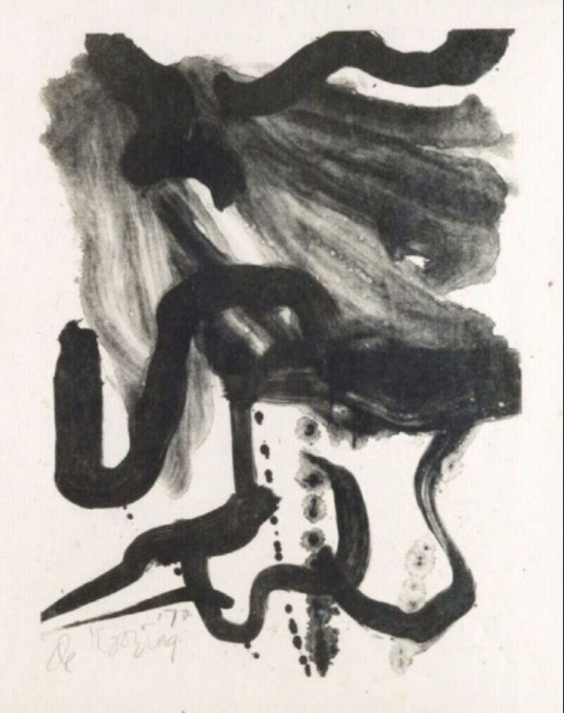 リトグラフ De Kooning - Woman with long hair and corset