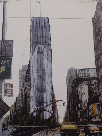 多数の Christo - Wrapped building/Project for #1 Times Square/Allied Chemical Tower