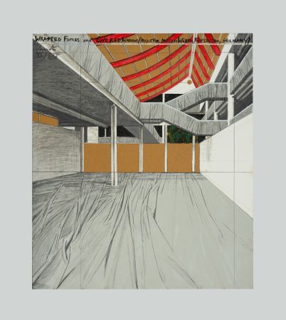 リトグラフ Christo - Wrapped floors and covered windows (Project for Museum Wurth Kenzelsau)