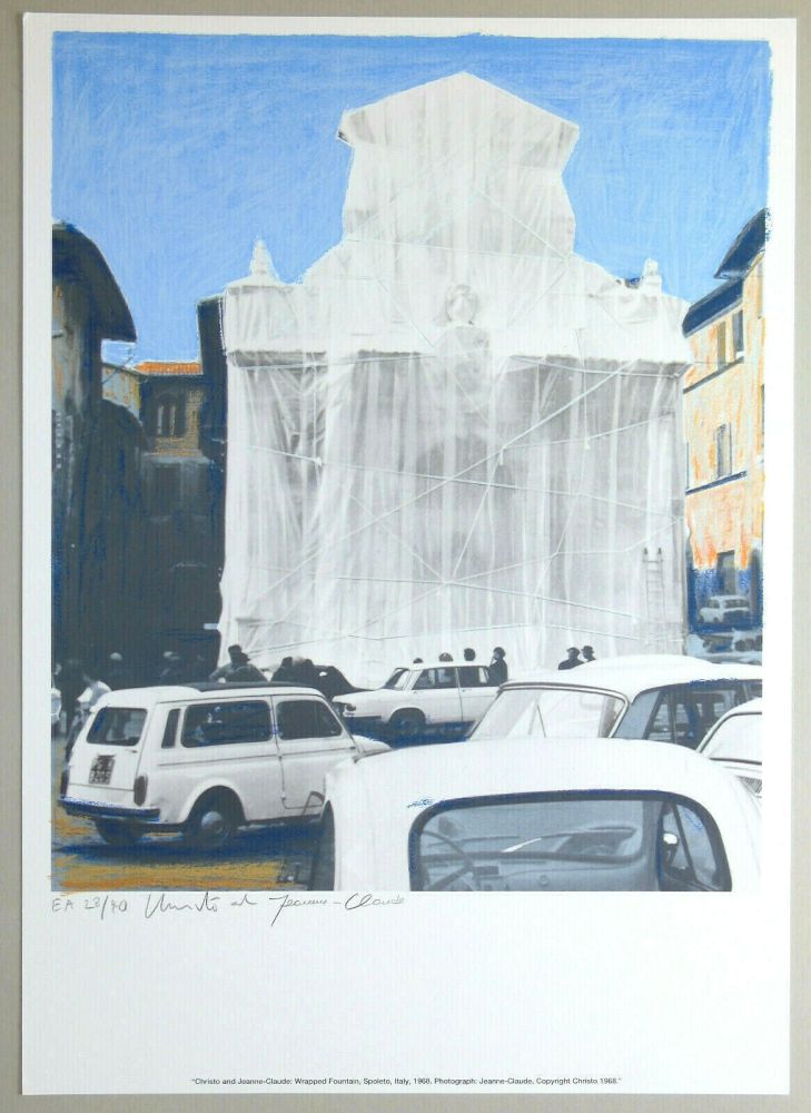 リトグラフ Christo - Wrapped fountain, Spoleto 1968