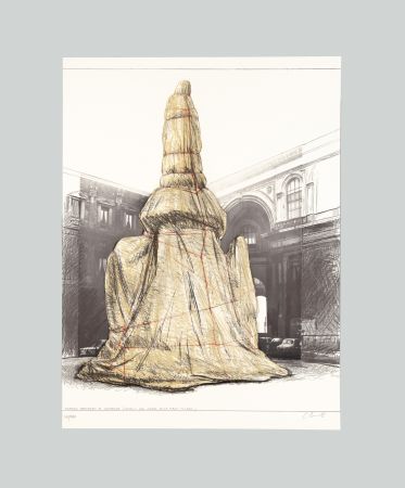 リトグラフ Christo & Jeanne-Claude - Wrapped Monument to Leonardo, Project for Piazza della Scala, Milan