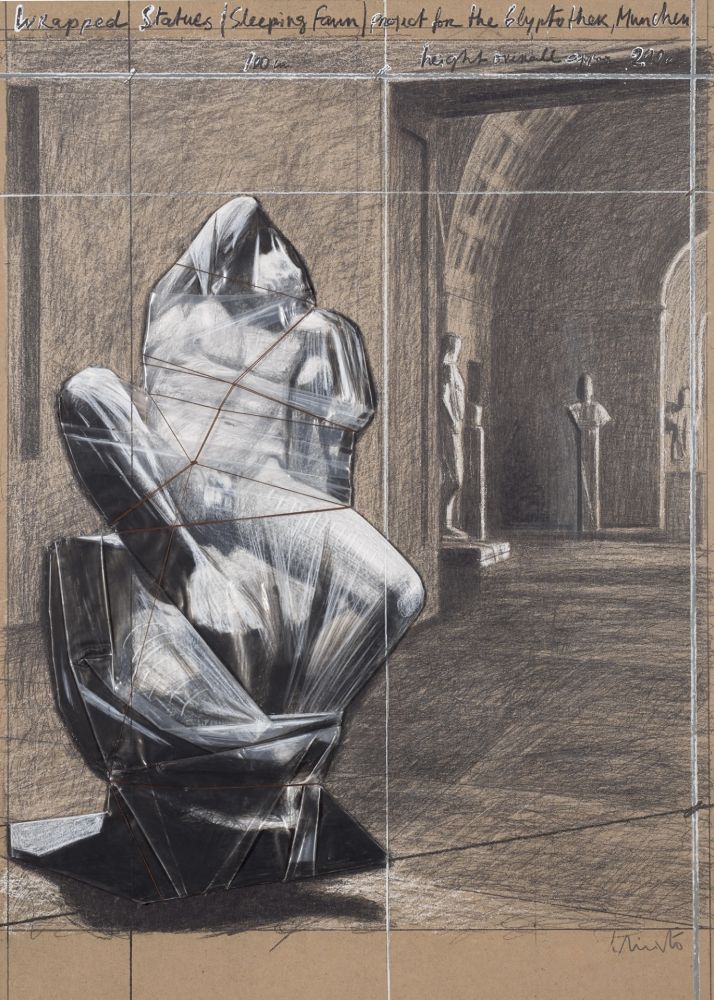 多数の Christo - Wrapped Statues, Sleeping Fawn, Project for the Glyptothek