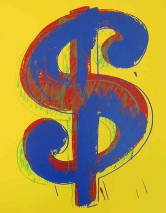シルクスクリーン Warhol - Yellow Dollar