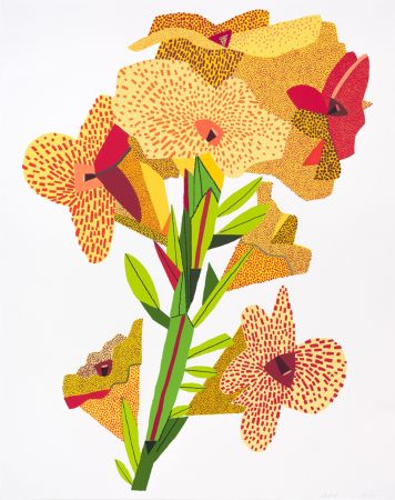 シルクスクリーン Wood - Yellow Flower