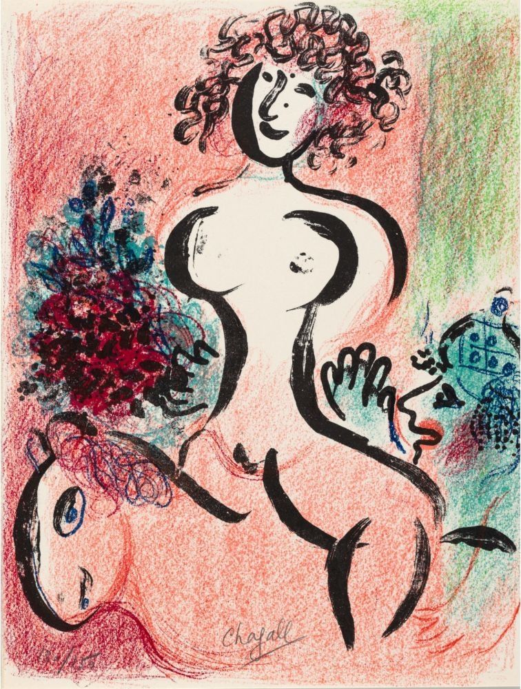 リトグラフ Chagall - Écuyère au bouquet