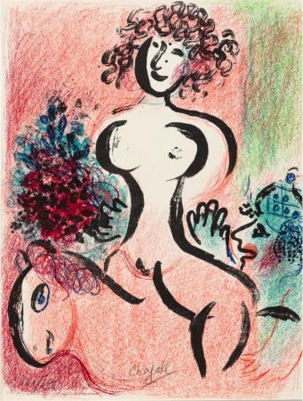 リトグラフ Chagall - Écuyère au bouquet