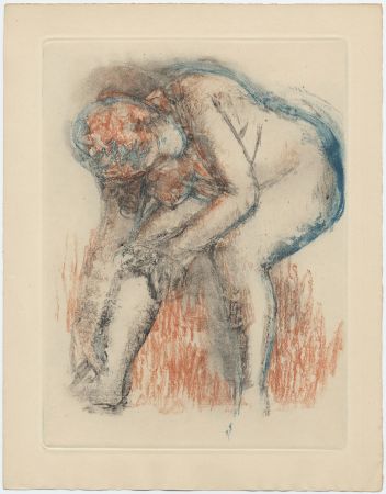 エッチングと　アクチアント Degas - Étude de nu se massant la cheville (vers 1896)