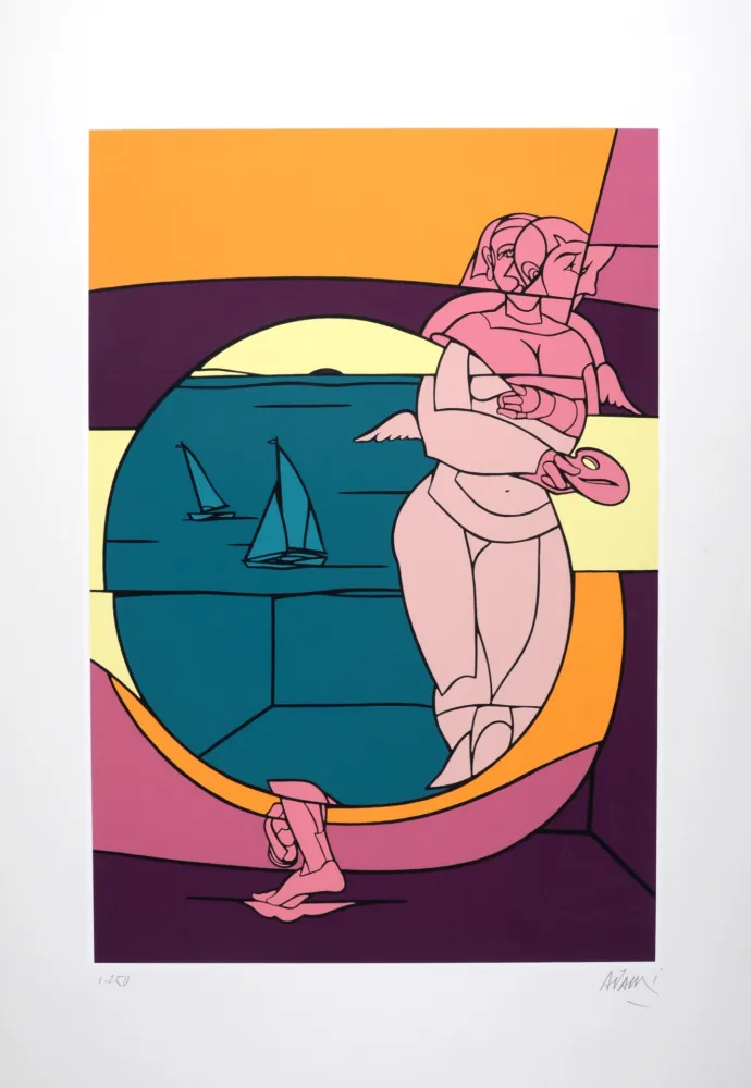 シルクスクリーン Adami - Dieu de l'Olympe