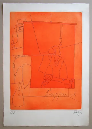 エッチング Adami - Disegno di una foto di Ben Shahn