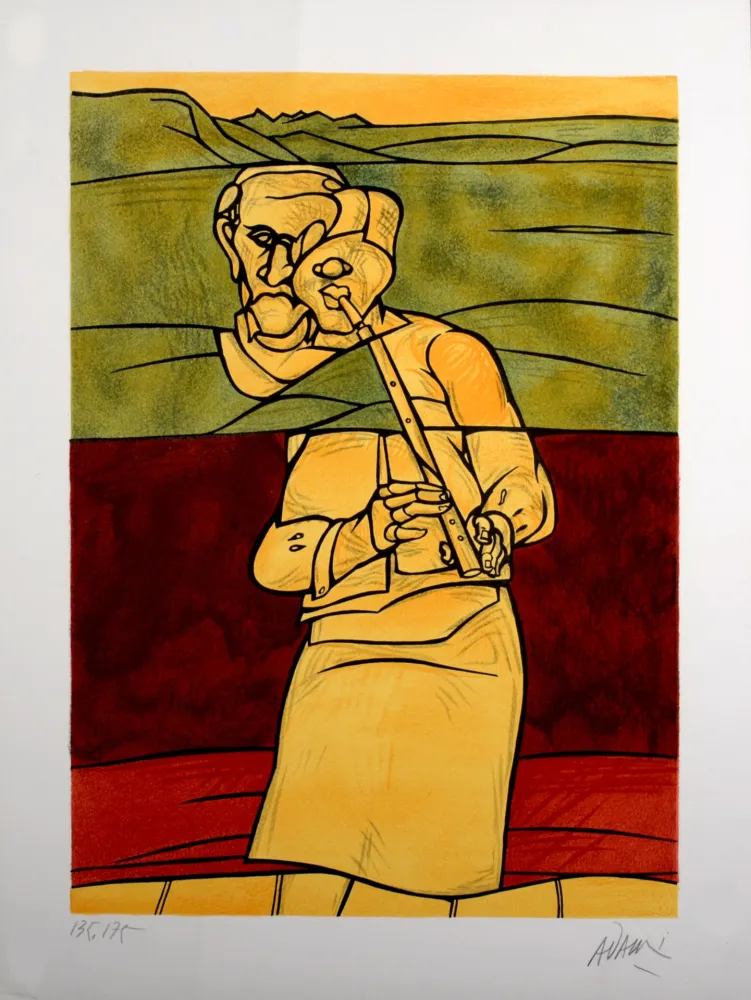 リトグラフ Adami - Joueur de flûte, 1976 - Hand-signed!