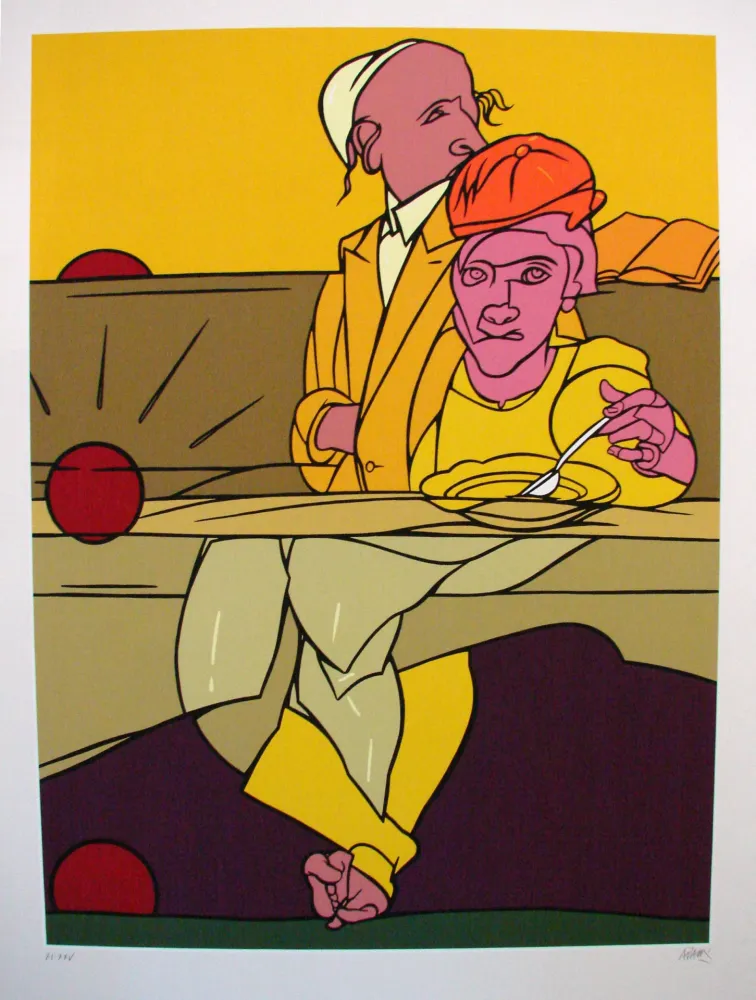 シルクスクリーン Adami - Tramonto regard en arrière