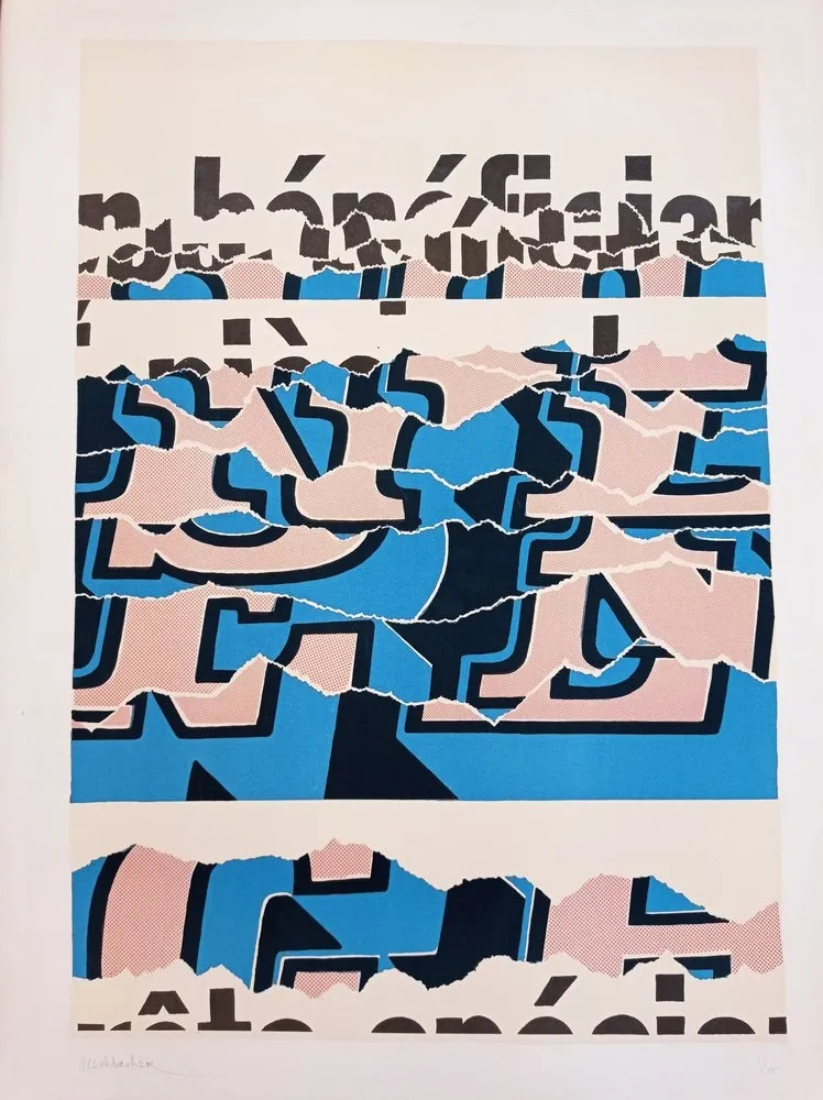 リトグラフ Aeschbacher - Arthur Aeschbacher - Composition, cca 1970, Lithograph on Arches paper, handsigned!