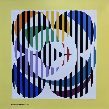 シルクスクリーン Agam - YELLOW CIRCLE 2