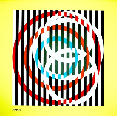 シルクスクリーン Agam - YELLOW CIRCLE 3