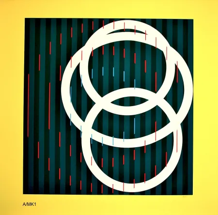 シルクスクリーン Agam - YELLOW CIRCLE 4
