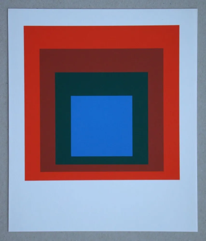 シルクスクリーン Albers - Blue+darkgreen with 2 reds