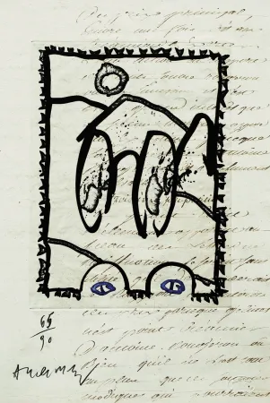 エッチング Alechinsky - Aux petits soins