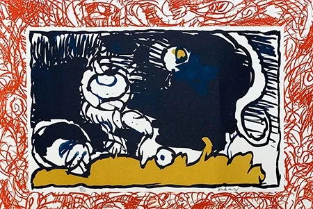 リトグラフ Alechinsky - Bonnet blanc