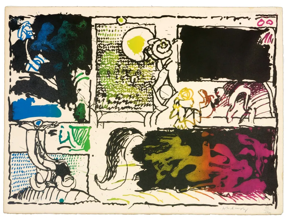 リトグラフ Alechinsky - Découverte de l'acide (acte II)