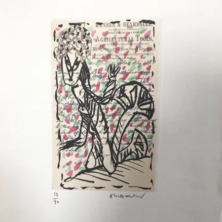 エッチングと　アクチアント Alechinsky - Eau-forte signée. 1988. 