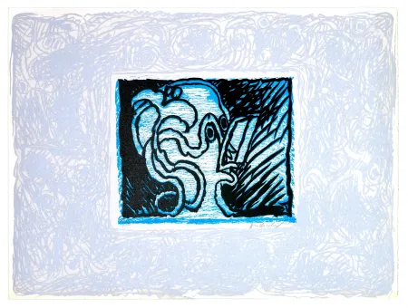 リノリウム彫版 Alechinsky - Espionne