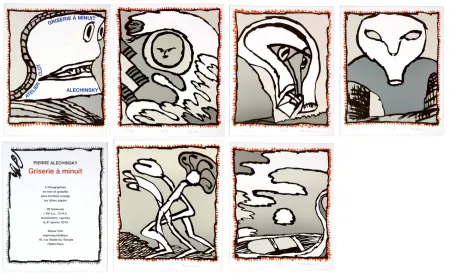 リトグラフ Alechinsky - Griserie à minuit 1, 2, 3, 4, 5, 6  (Complete suite)