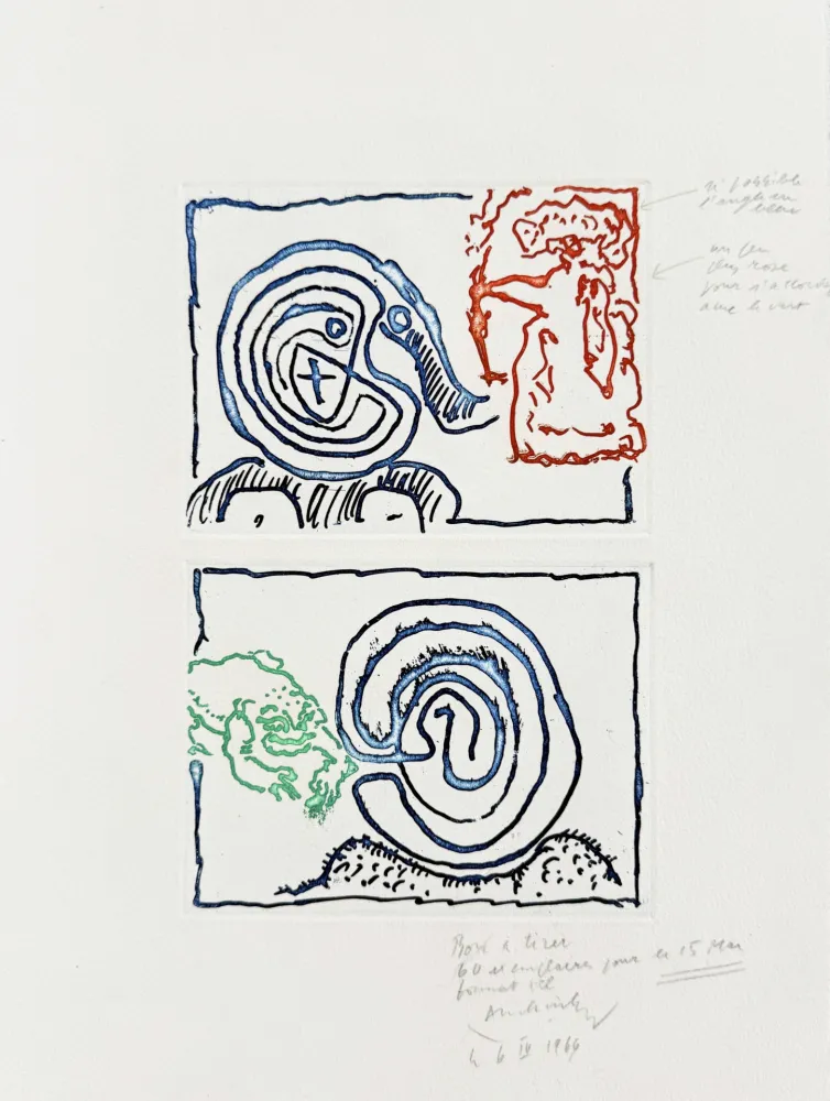 彫版 Alechinsky - Labyrinthe et reine