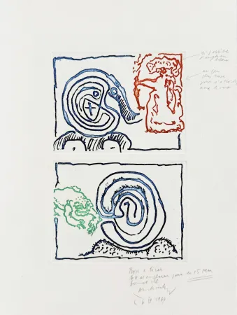 彫版 Alechinsky - Labyrinthe et reine