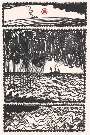 リトグラフ Alechinsky - Le volturno I au point rouge