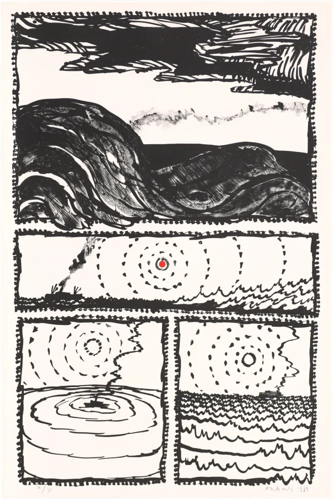 リトグラフ Alechinsky - Le volturno III plus un point rouge