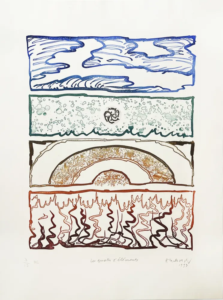 彫版 Alechinsky - Les 4 éléments