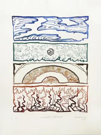 彫版 Alechinsky - Les 4 éléments