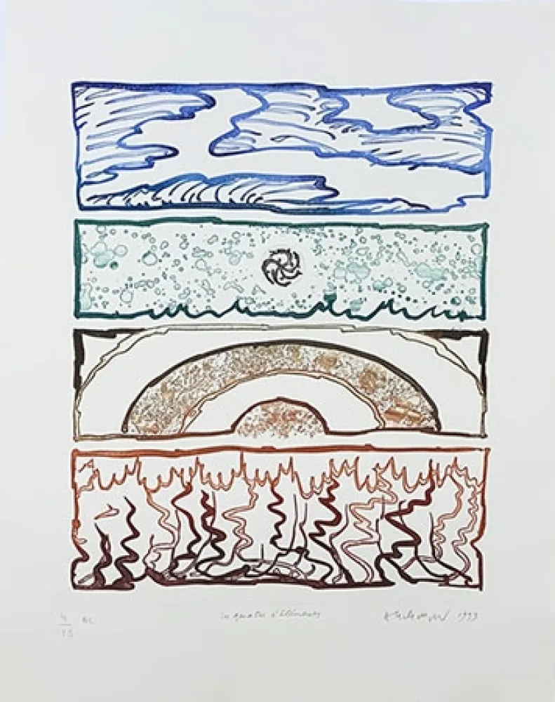 彫版 Alechinsky - Les 4 éléments