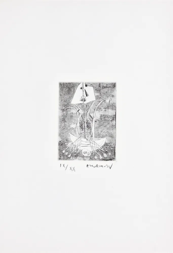 エッチング Alechinsky - Les métiers 01: Le pêcheur