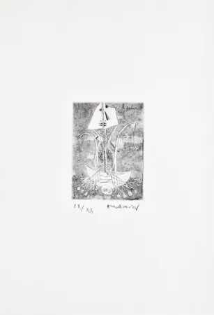 エッチング Alechinsky - Les métiers 01: Le pêcheur