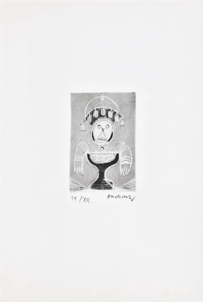 エッチング Alechinsky - Les métiers 06: Le coiffeur