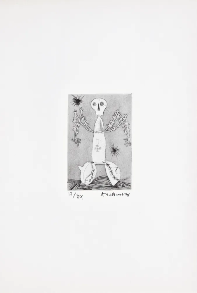 エッチング Alechinsky - Les métiers 07: Le soldat méconnu