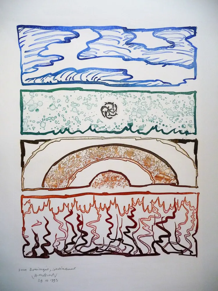 リトグラフ Alechinsky - Les quatre élements 