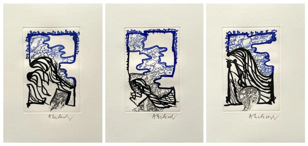 エッチング Alechinsky - '' L'Or Noir ''